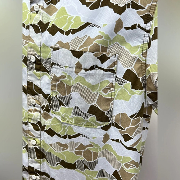 NORTH FACE Brown and white abstract mountain print shirt size L. - Picture 5 of 12